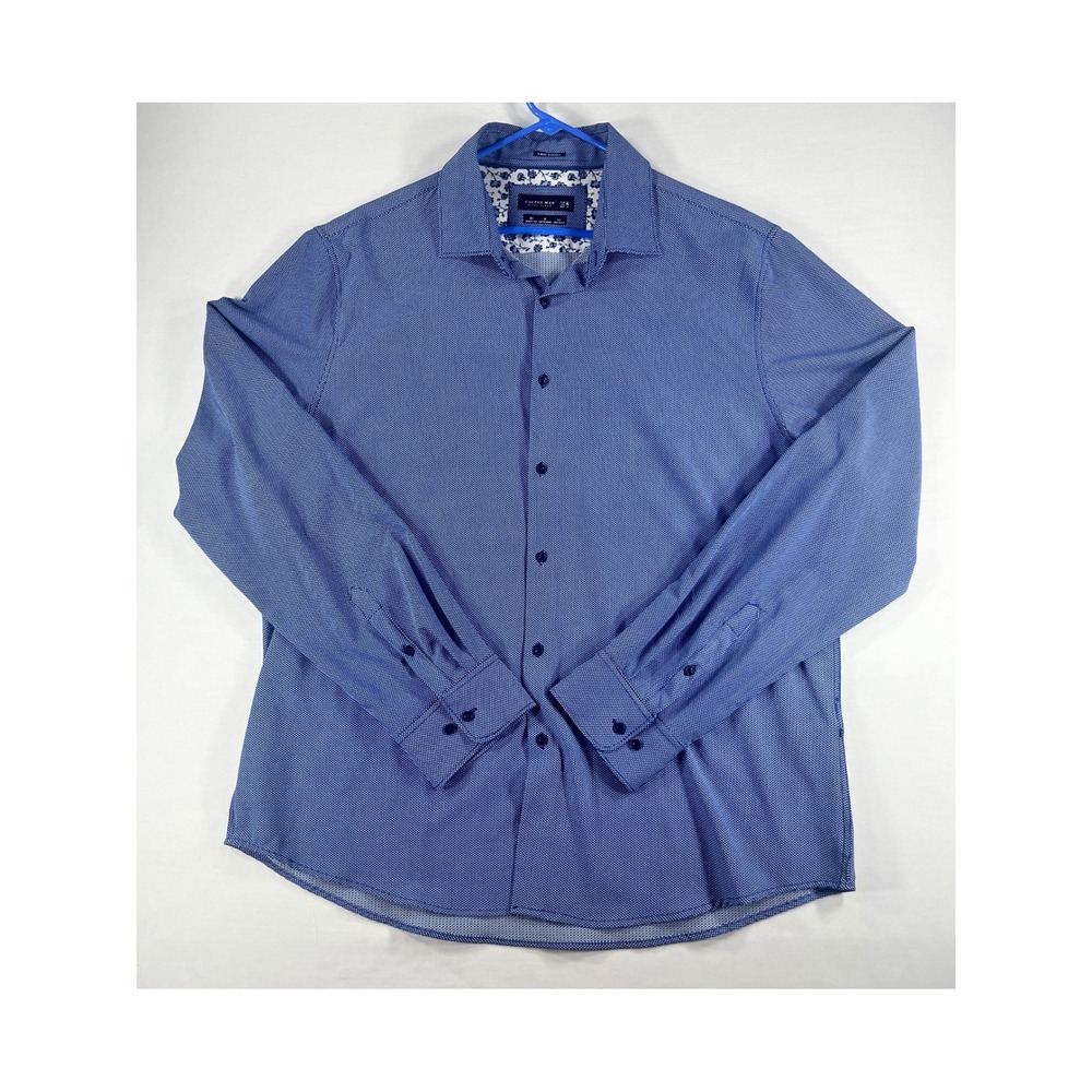 Cactus Man Ricky Singh Blue Micro Pattern 4-Way Stretch Button Down Shirt XL